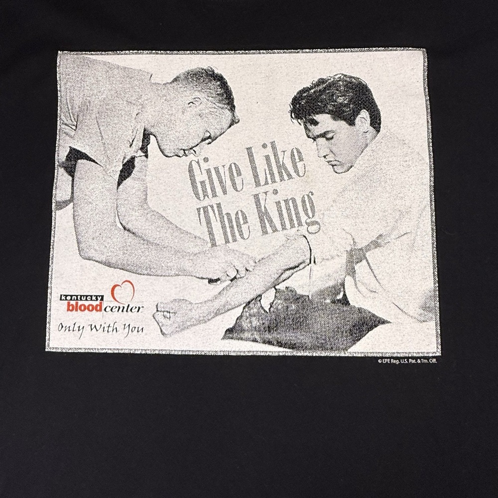 Elvis Presley Give Like The King Blood Donation T-shirt Size XL Black Music - Picture 2 of 7